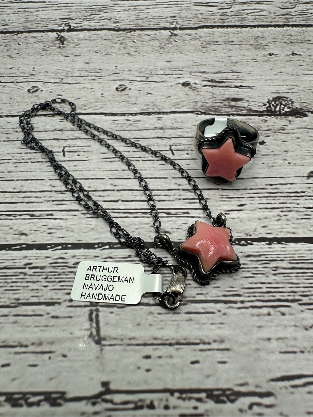 Arthur Bruggeman Pink Conch Star Navajo Necklace